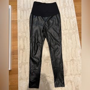 Faux leather maternity leggings. Barely worn. Size M